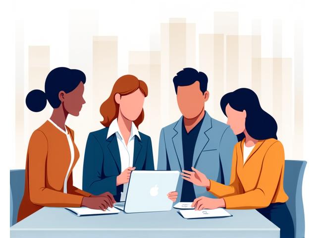 Ilustración de equipo financiero colaborando